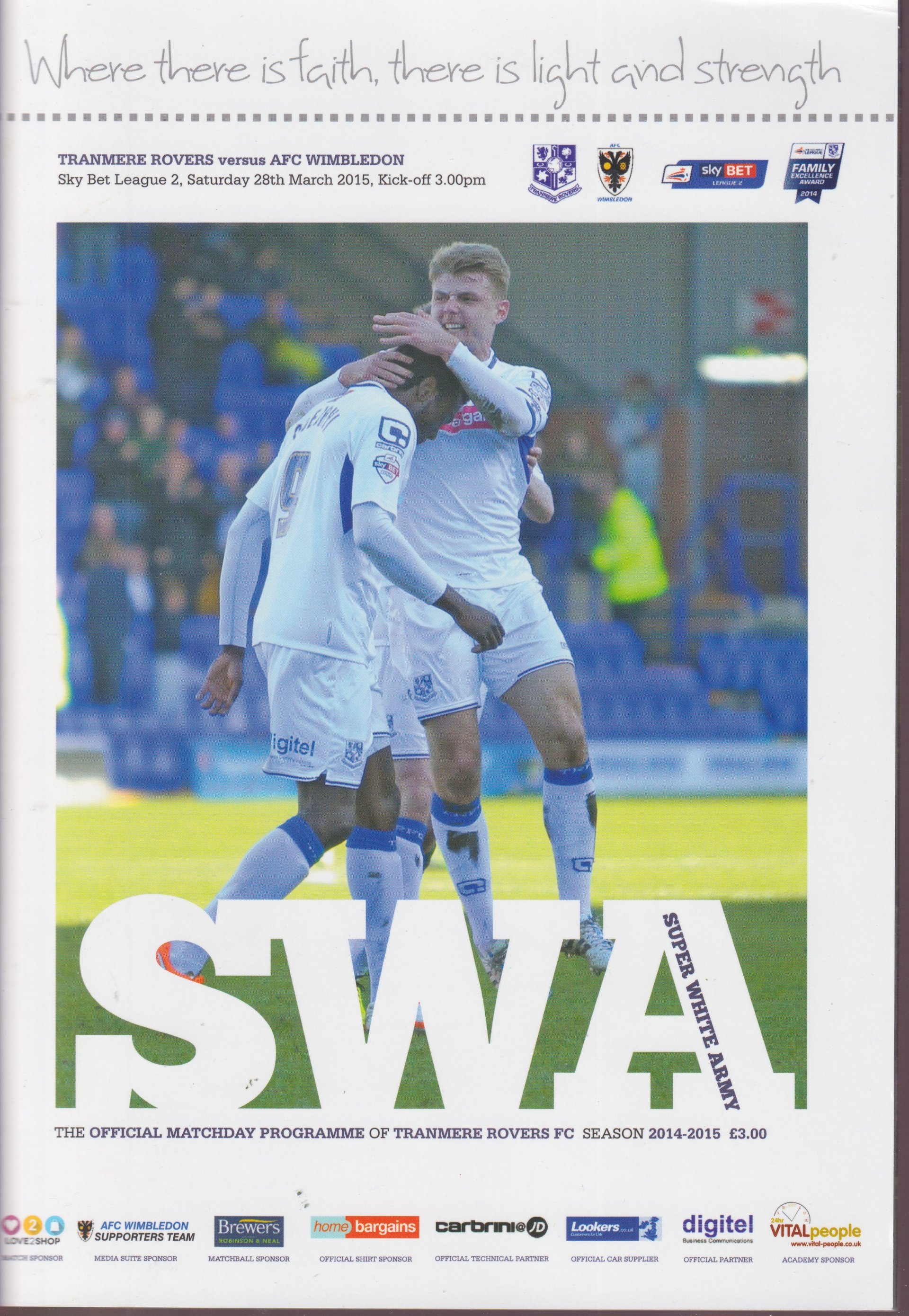 Tranmere Rovers v AFC Wimbledon match programme